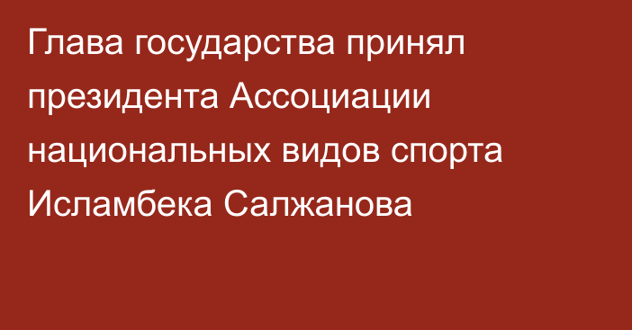 Глава государства принял президента Ассоциации национальных видов спорта Исламбека Салжанова