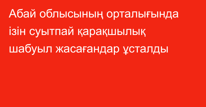 Абай облысының орталығында ізін суытпай қарақшылық шабуыл жасағандар ұсталды