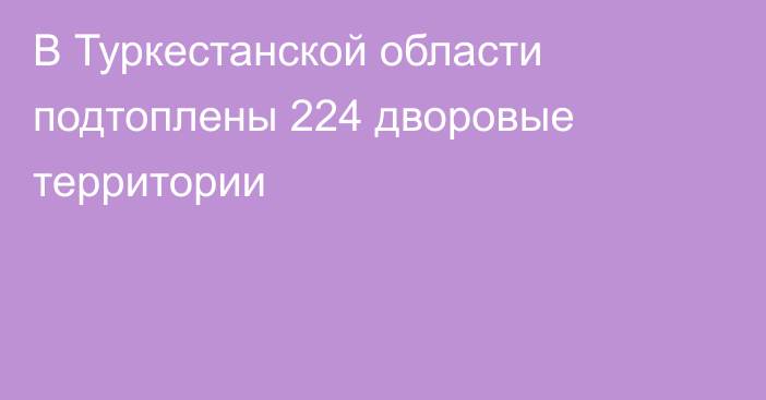 В Туркестанской области подтоплены 224 дворовые территории