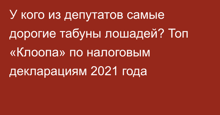 У кого из депутатов самые дорогие табуны лошадей? Топ «Клоопа» по налоговым декларациям 2021 года