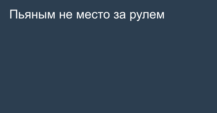 Пьяным не место за рулем