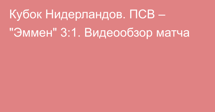 Кубок Нидерландов. ПСВ – 