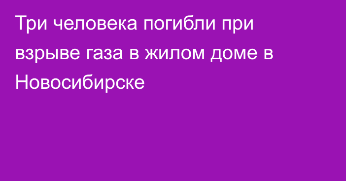 Три человека погибли при взрыве газа в жилом доме в Новосибирске