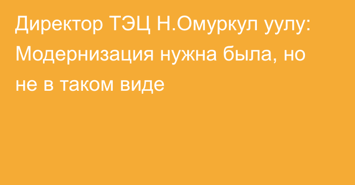 Директор ТЭЦ Н.Омуркул уулу: Модернизация нужна была, но не в таком виде