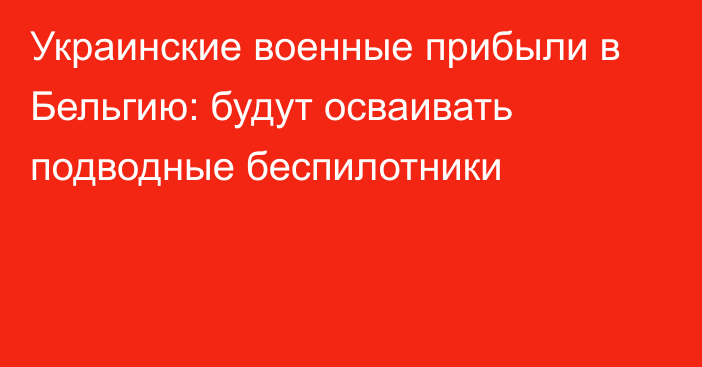 Украинские военные прибыли в Бельгию: будут осваивать подводные беспилотники