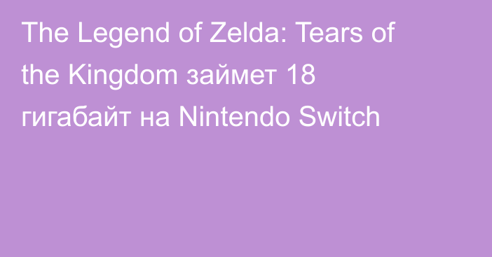 The Legend of Zelda: Tears of the Kingdom займет 18 гигабайт на Nintendo Switch