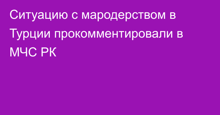 Ситуацию с мародерством в Турции прокомментировали в МЧС РК