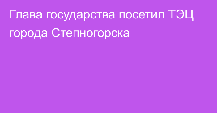 Глава государства посетил ТЭЦ города Степногорска 