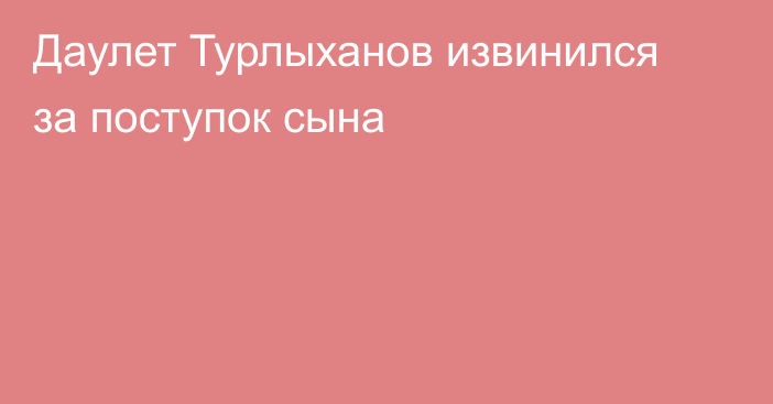 Даулет Турлыханов извинился за поступок сына