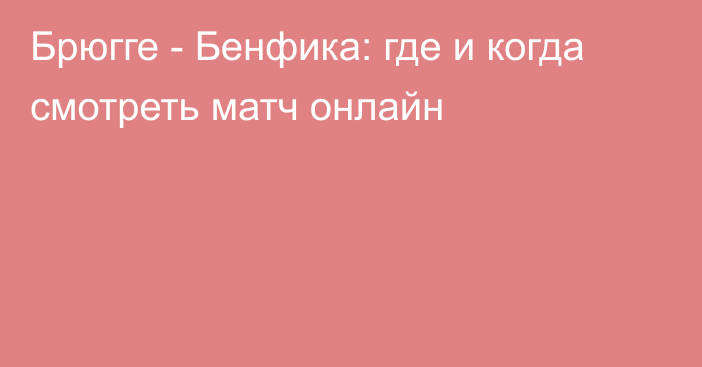 Брюгге -  Бенфика: где и когда смотреть матч онлайн