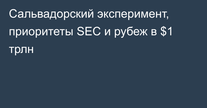 Сальвадорский эксперимент, приоритеты SEC и рубеж в $1 трлн