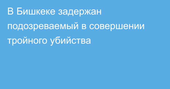 В Бишкеке задержан подозреваемый в совершении тройного убийства