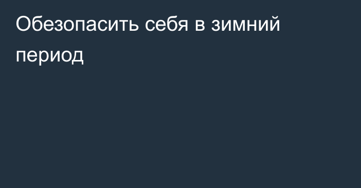 Обезопасить себя в зимний период