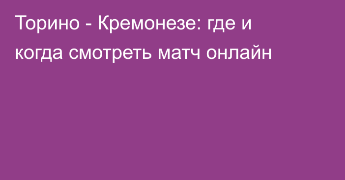 Торино -  Кремонезе: где и когда смотреть матч онлайн