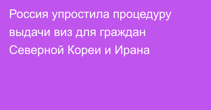 Россия упростила процедуру выдачи виз для граждан Северной Кореи и Ирана