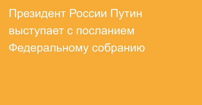 Президент России Путин выступает с посланием Федеральному собранию