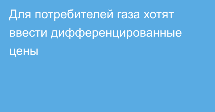 Для потребителей газа хотят ввести дифференцированные цены