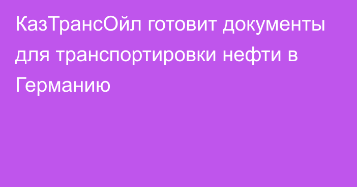 КазТрансОйл готовит документы для транспортировки нефти в Германию