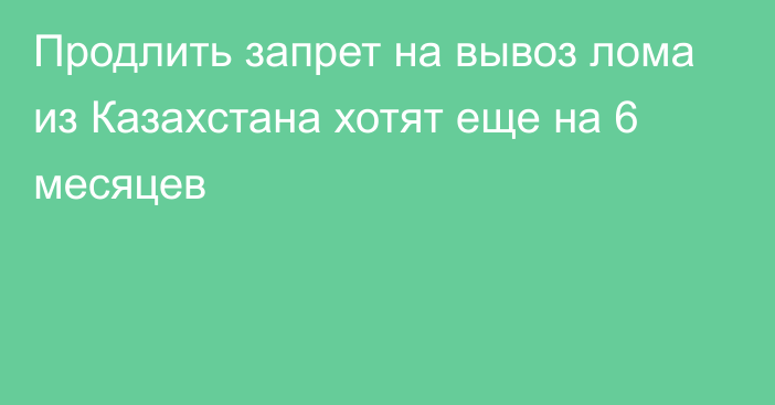 Продлить запрет на вывоз лома из Казахстана хотят еще на 6 месяцев