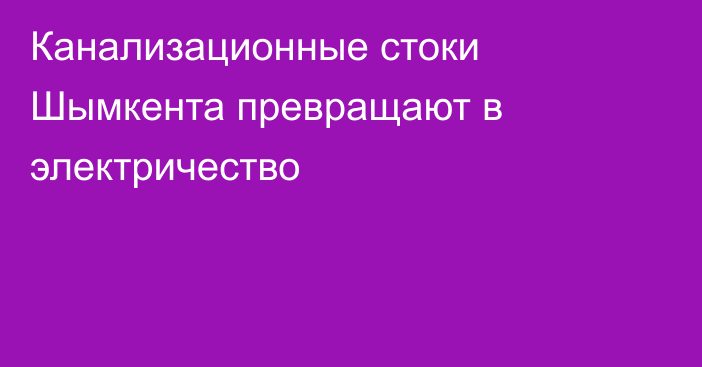 Канализационные стоки Шымкента превращают в электричество