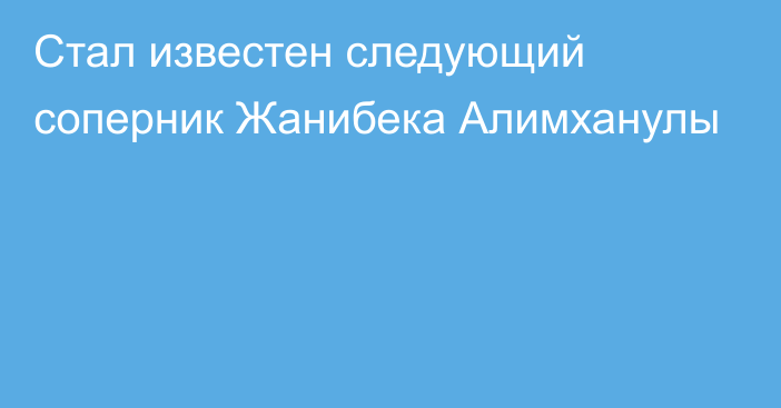 Стал известен следующий соперник Жанибека Алимханулы