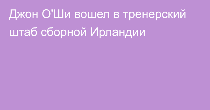 Джон О'Ши вошел в тренерский штаб сборной Ирландии