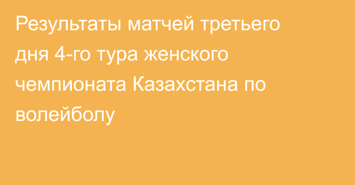 Результаты матчей третьего дня 4-го тура женского чемпионата Казахстана по волейболу