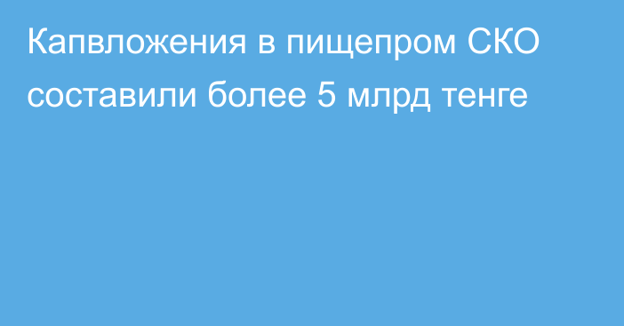 Капвложения в пищепром СКО составили более 5 млрд тенге