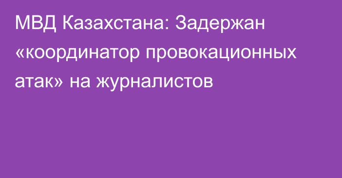 МВД Казахстана: Задержан «координатор провокационных атак» на журналистов