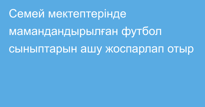 Семей мектептерінде мамандандырылған футбол сыныптарын ашу жоспарлап отыр