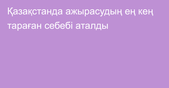 Қазақстанда ажырасудың ең кең тараған себебі аталды