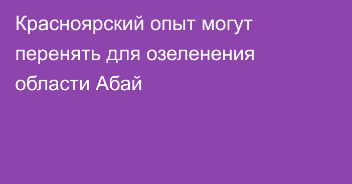 Красноярский опыт могут перенять для озеленения области Абай