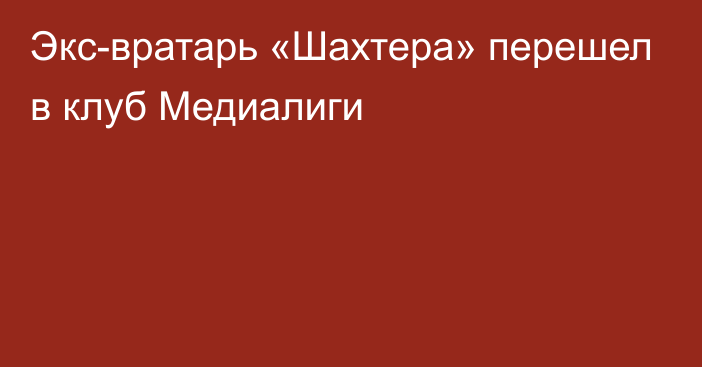 Экс-вратарь «Шахтера» перешел в клуб Медиалиги