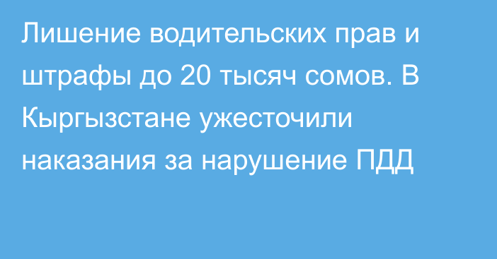 Лишение водительских прав и штрафы до 20 тысяч сомов. В Кыргызстане ужесточили наказания за нарушение ПДД