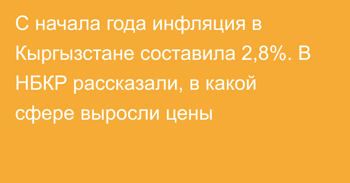 С начала года инфляция в Кыргызстане составила 2,8%. В НБКР рассказали, в какой сфере выросли цены