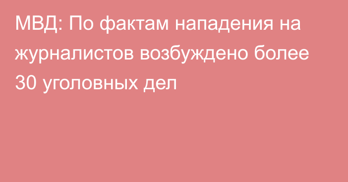 МВД: По фактам нападения на журналистов возбуждено более 30 уголовных дел