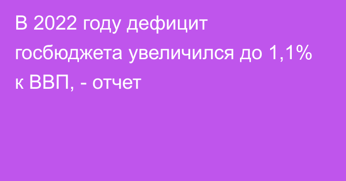 В 2022 году дефицит госбюджета увеличился до 1,1% к ВВП, - отчет