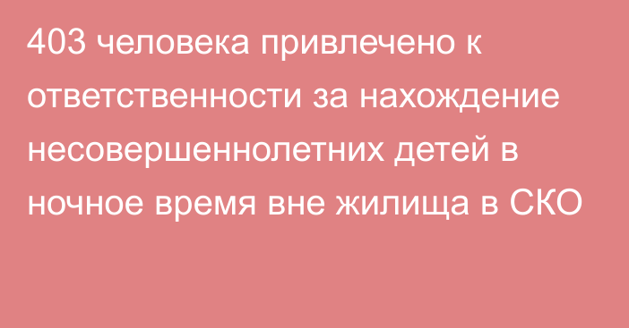 403 человека привлечено к ответственности за нахождение несовершеннолетних детей в ночное время вне жилища в СКО