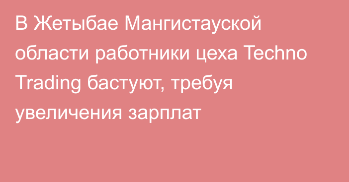 В Жетыбае Мангистауской области работники цеха Techno Trading бастуют, требуя увеличения зарплат