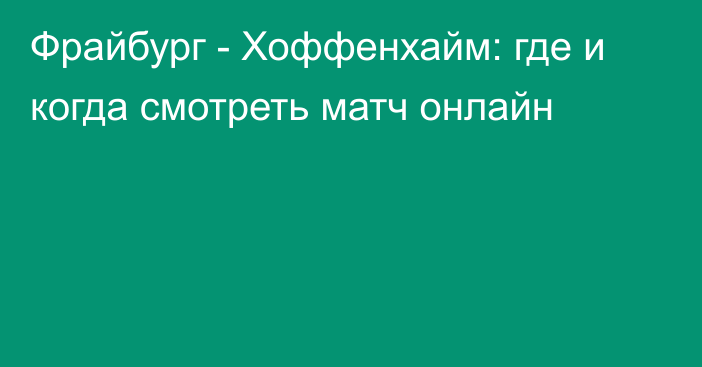 Фрайбург -  Хоффенхайм: где и когда смотреть матч онлайн