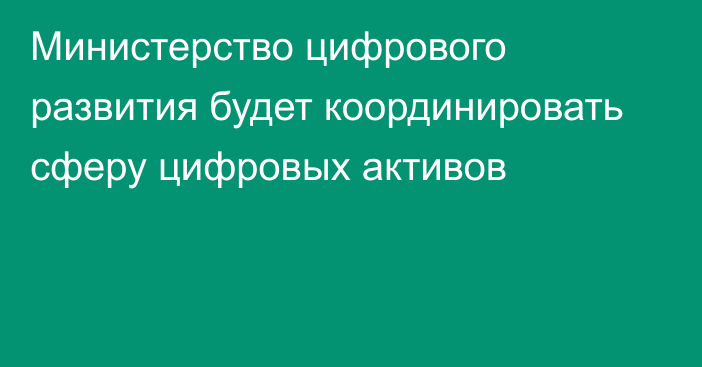 Министерство цифрового развития будет координировать сферу цифровых активов