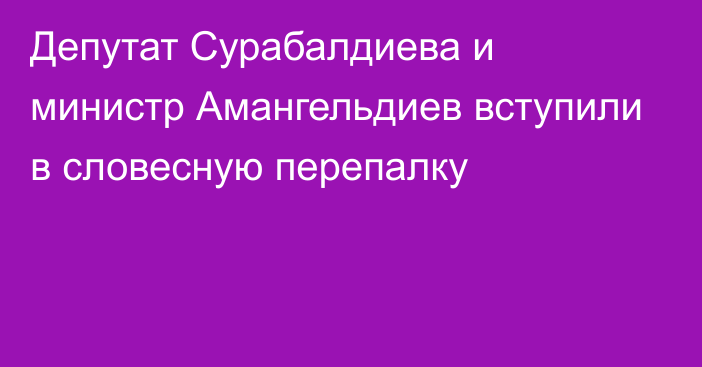 Депутат Сурабалдиева и министр Амангельдиев вступили в словесную перепалку