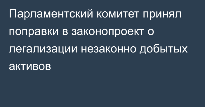 Парламентский комитет принял поправки в законопроект о легализации незаконно добытых активов