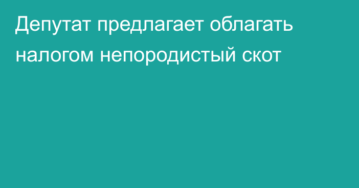 Депутат предлагает облагать налогом непородистый скот