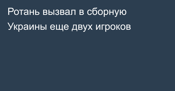 Ротань вызвал в сборную Украины еще двух игроков