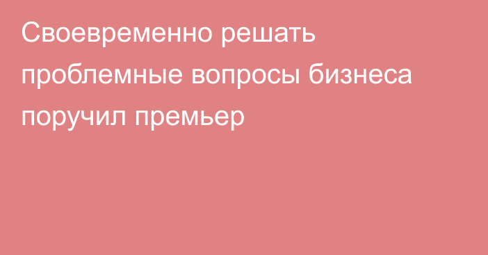 Своевременно решать проблемные вопросы бизнеса поручил премьер