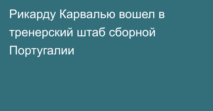 Рикарду Карвалью вошел в тренерский штаб сборной Португалии