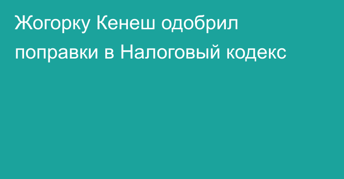 Жогорку Кенеш одобрил поправки в Налоговый кодекс