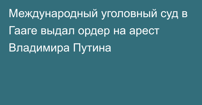 Международный уголовный суд в Гааге выдал ордер на арест Владимира Путина