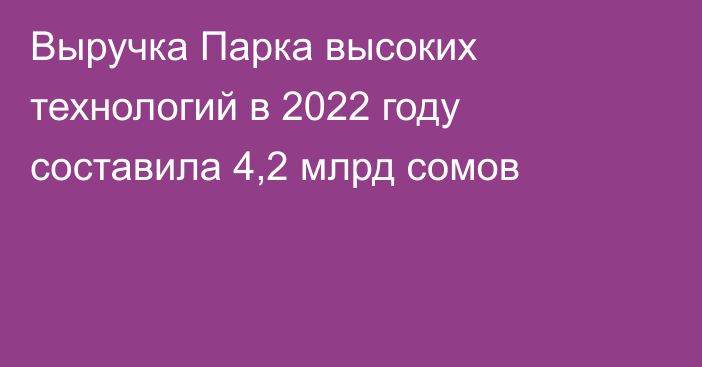 Выручка Парка высоких технологий в 2022 году составила 4,2 млрд сомов